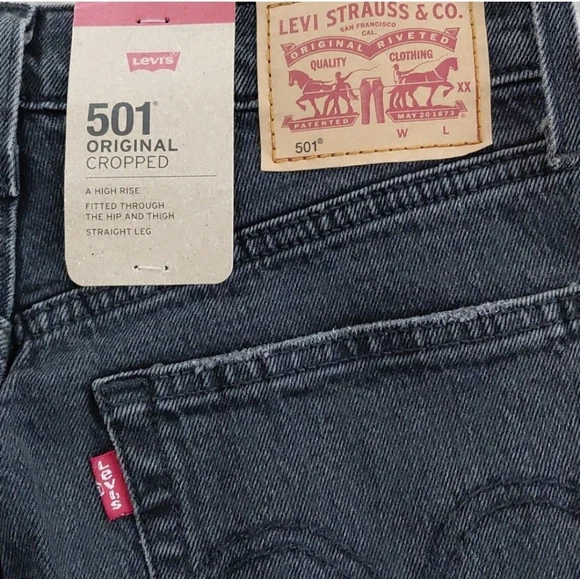 Levi's 501 Cropped Ff Topic Black Sz 26 Nwt - Picture 7 of 12
